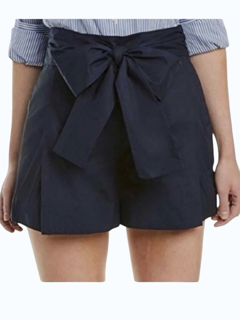 J Crew High Rise Cotton Poplin Black Shorts Wrap Tie Bow Waist NWOT SZ 2